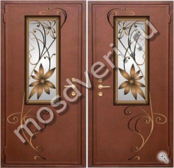 Дверь с порошковым окрасом, ковкой и стеклом - купить от производителя Мосдвери Дверь с порошковым окрасом, ковкой и стеклом