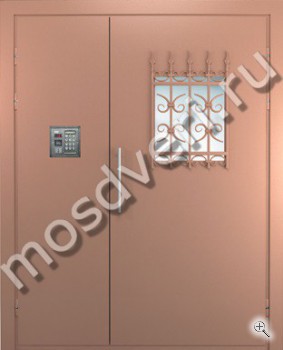 Дверь с домофоном, стеклом и ковкой - купить от производителя Мосдвери Дверь с домофоном, стеклом и ковкой